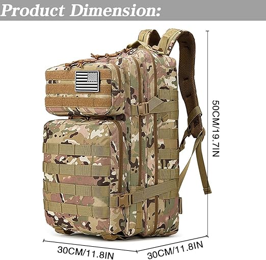 45L Military Tactical Backpack for Men and Women with Molle System and USA Flag Patch 45L Military Tactical Backpack for Men and Women with Molle System and USA Flag Patch