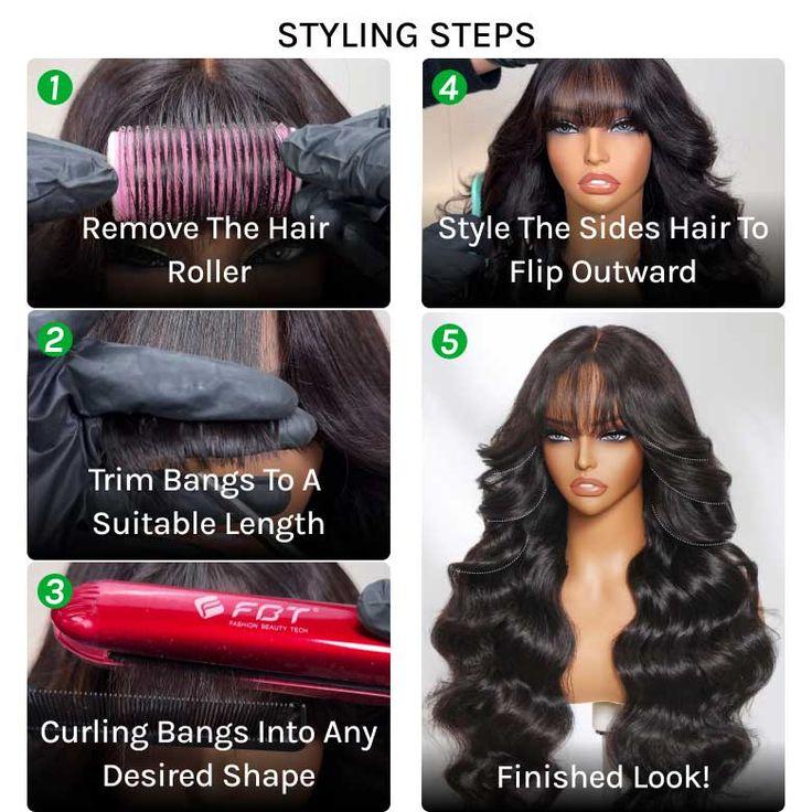[NEW IN]Tahikie 2x4 Loose Body Front Lace Human Hair Wigs With Bangs 180% Density Frontal Wigs With Drawstring One-Step Closure Wear and Go Glueless Wigs 100% Brazilian Virgin Human Hair Wigs for Women #TikTokShopHolidayHau