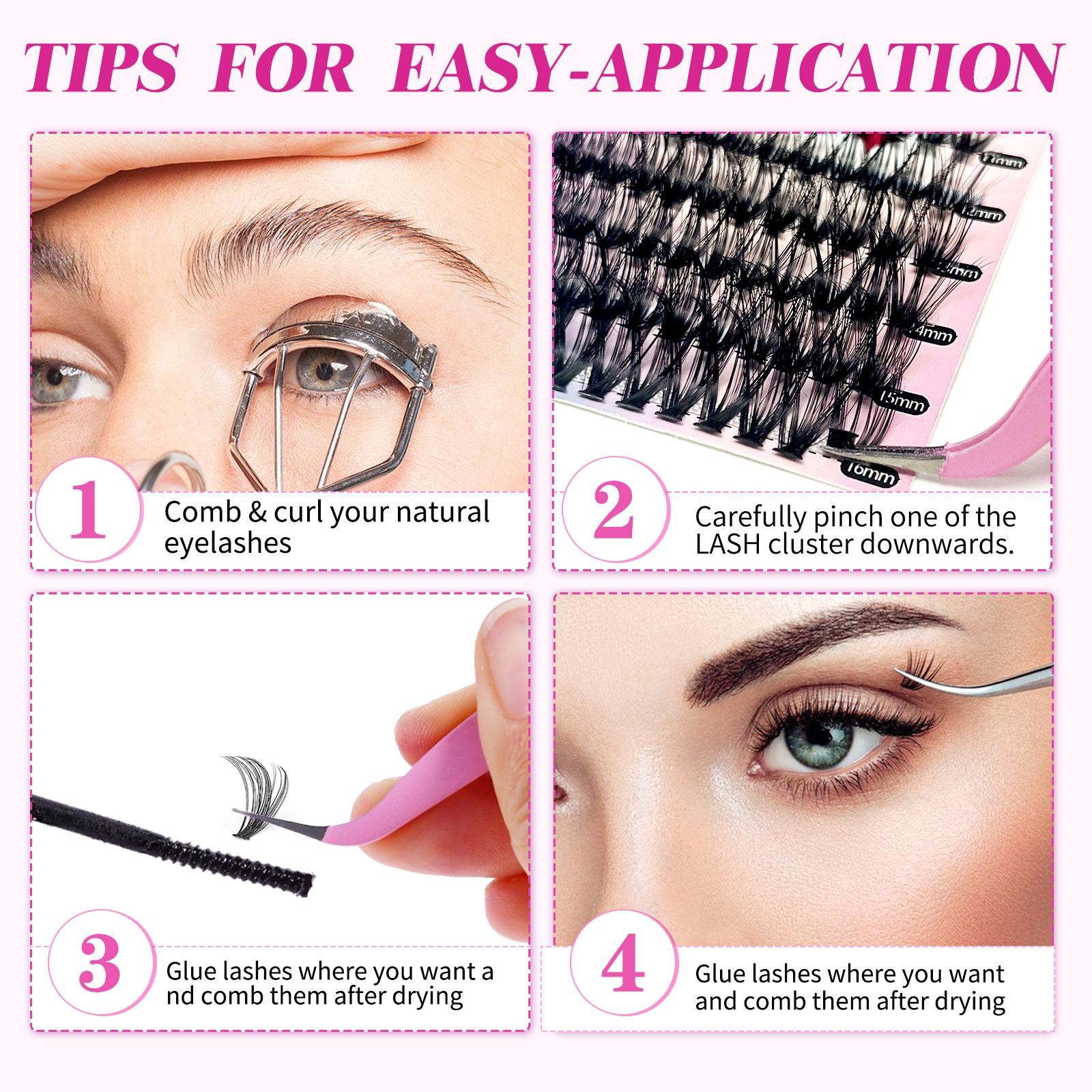 Aliver DIY Lash Extension Kit, Lash Clusters Eyelashes (280), Fluffy Fake Eyelashes for Authentic Eyelash Extension Look, Eyelashes Adhesive