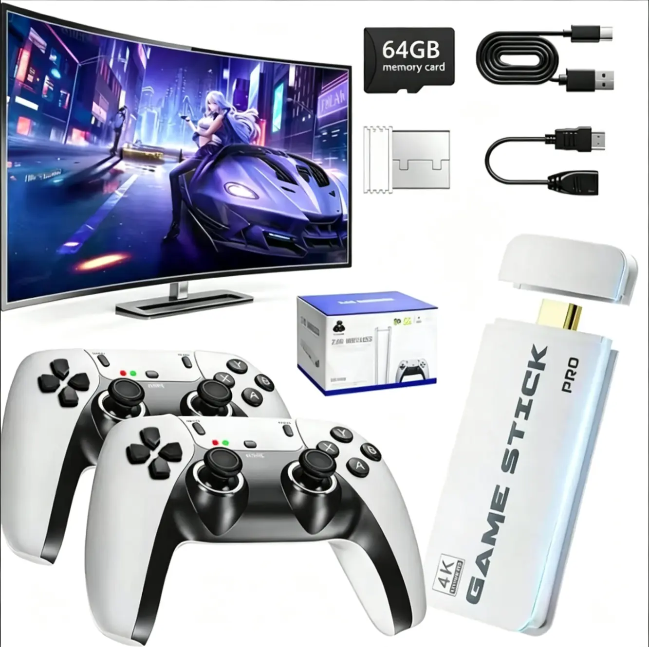 2026 Retro Gaming Console for TV, Classic Wireless GameSystem, Plug & Play HomeEntertainment Device, Built-inClassic Games, DualWireless Controllers, Gaming Gift forKids & Adults