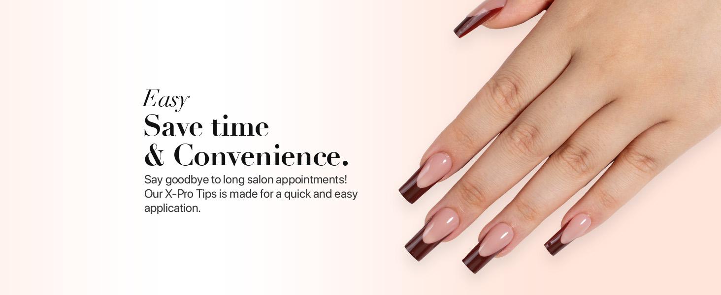 SXC Cosmetics X-Pro Tips 150/160 Nail Tips ONLY – Skin Tone Nude Series French Tip Press-On Nails Acrylic Soft Gel System for DIY Manicures at Home