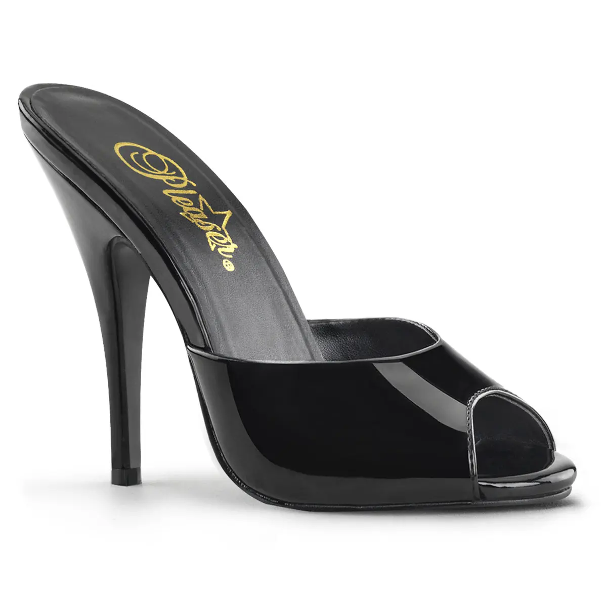 Pleaser Seduce-101 Women's High Heel Peep Toe Mule Sandals, Elegant Black Women's Heeled Sandals, Footwear, Heels