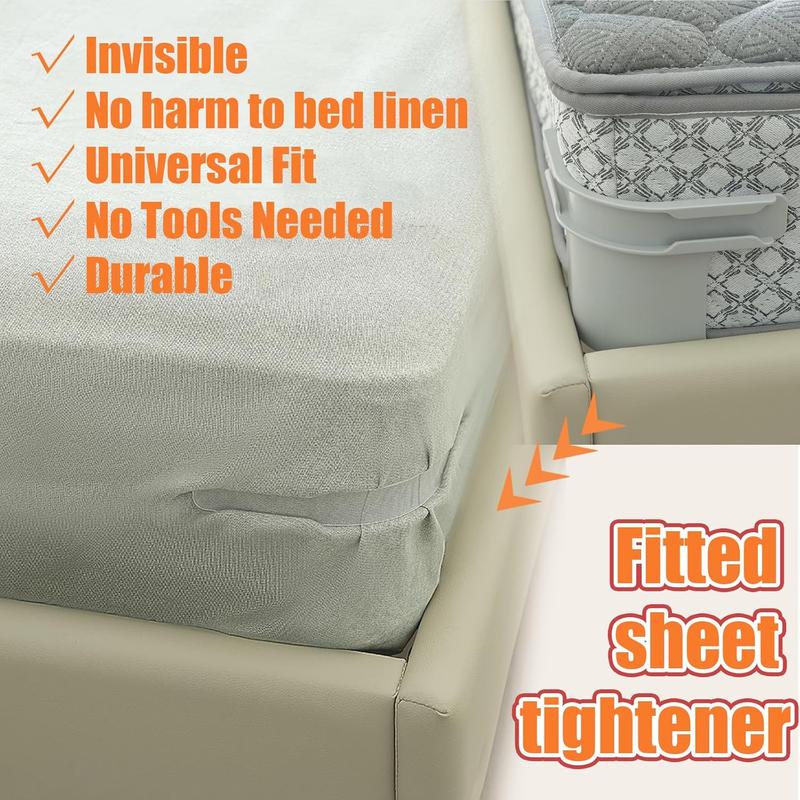 Bed Lock Sheet Holders 4PCS | Fits Any Size Mattress | Non-Slip Keep Sheets Tight White&Grey