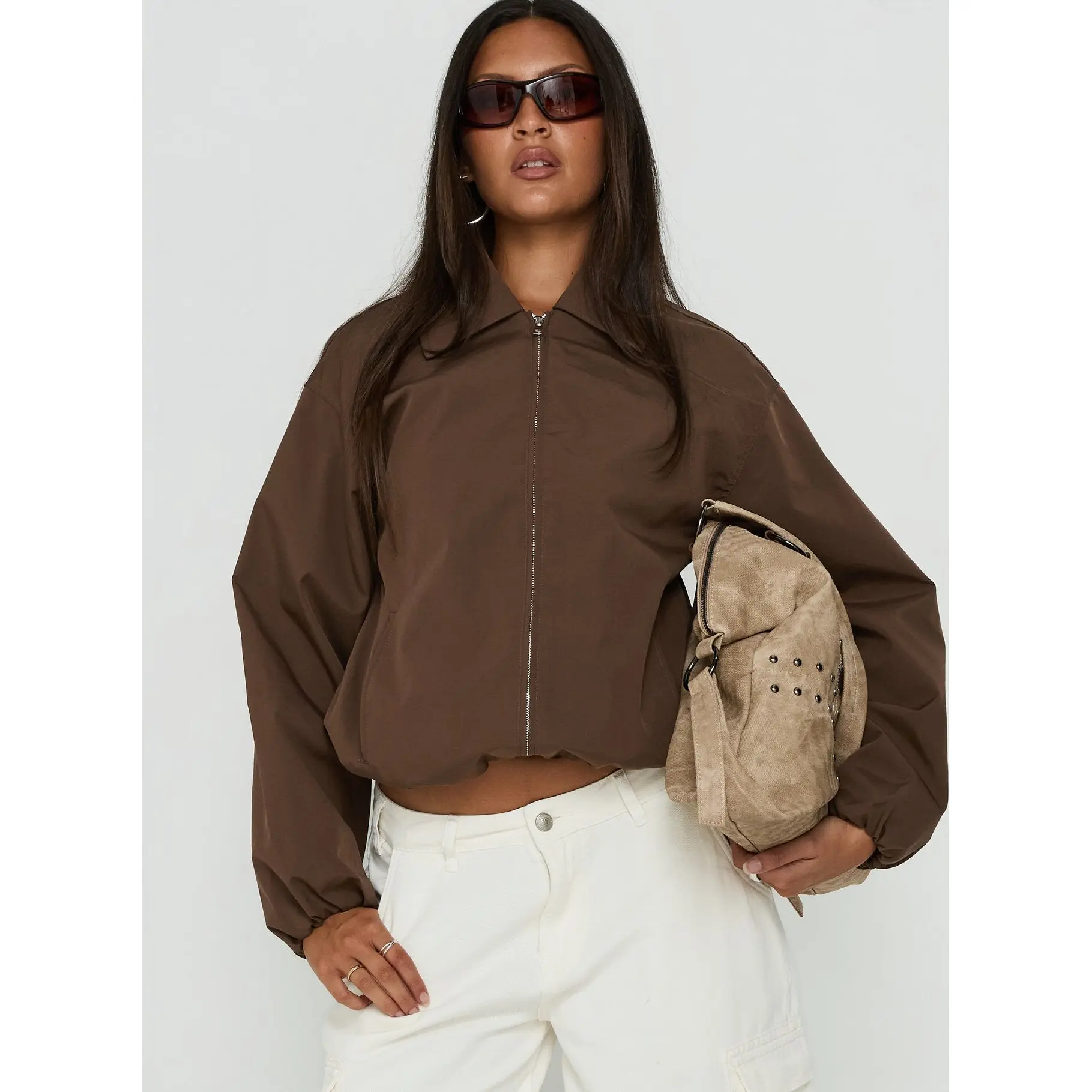 Scorpia Canvas Bomber Jacket Dark Brown