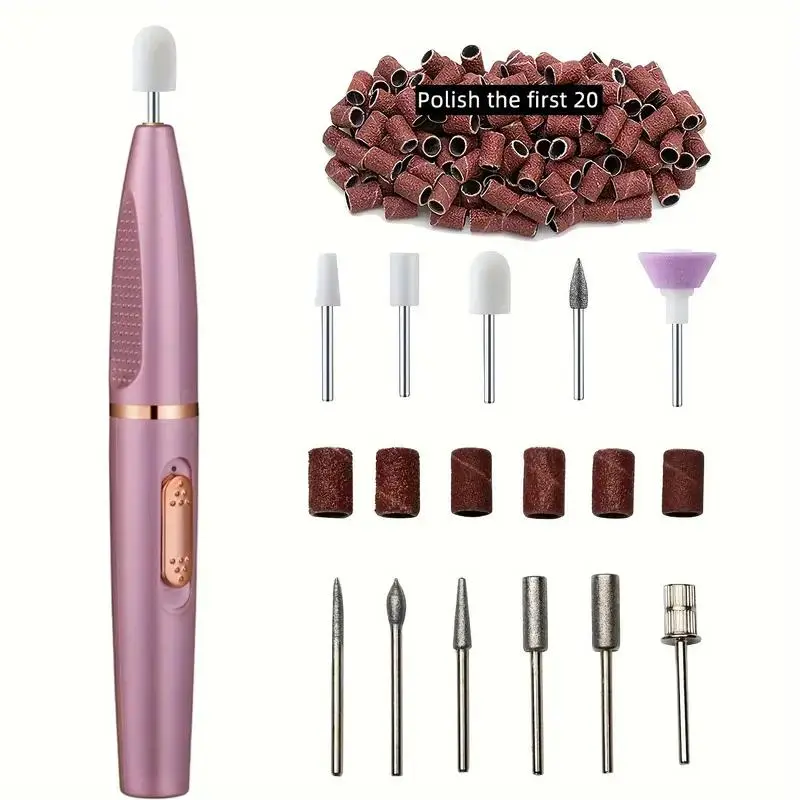 Professional Portable Lightweight Electric Nail Drill Kit, 1 Set Nail Art Drill with Drill Heads, Professional Nail Drill Machine Efile Manicure Pedicure Tools with Nail Drill Bits for Home & Salon,  Nail Tech Supplies