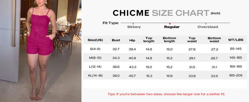 ChicMe Women's 2 Piece Matching Short Sets - Casual Bandeau Spaghetti Strap Button Front Slit Hem Top with Slim Fit Pocket Design Shorts Outfit for St. Patrick's Day