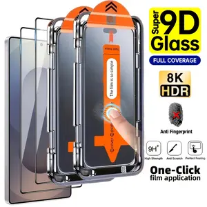 One-click Dust free Installation HD Screen Protector Suitable for Samsung Galaxy S24 Ultra S24 Plus S24 Protective Glass Anti-Spy Shockproof Full Coverage Military-Grade Shatterproof Protection