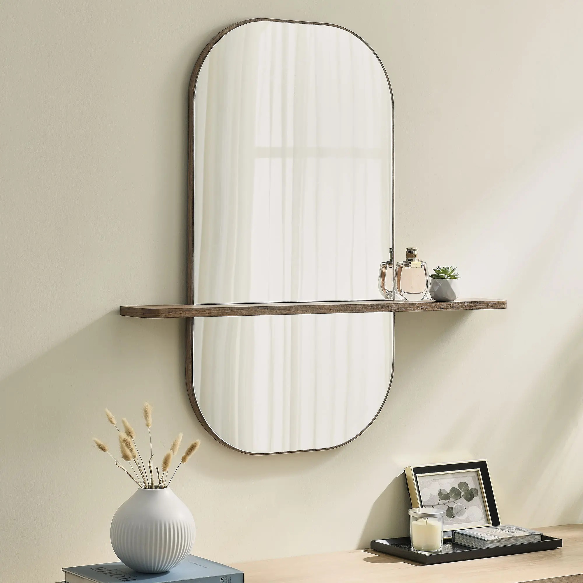 Solstice Large Oval Mirror in Walnut