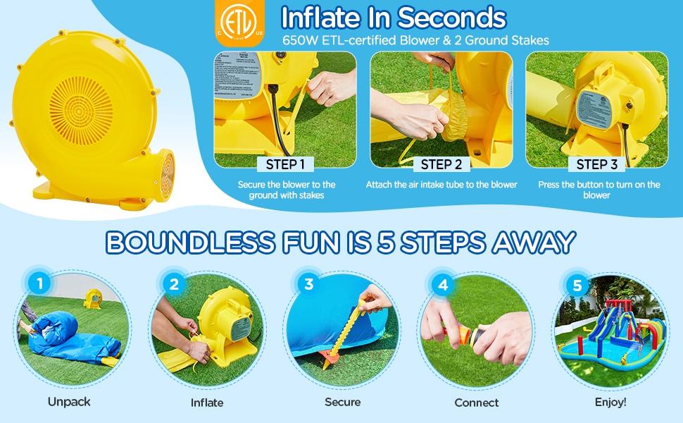 Yaheetech 10-IN-1 Inflatable Water Slide, Double Lane Giant Water Slide Combo w/Long Tunnel & Climbing Wall & Punching Bags & Ring Toss Game, Water Slide Combo W/ Storage Bag & 650W Blower, for Kids Aged 3 To 10