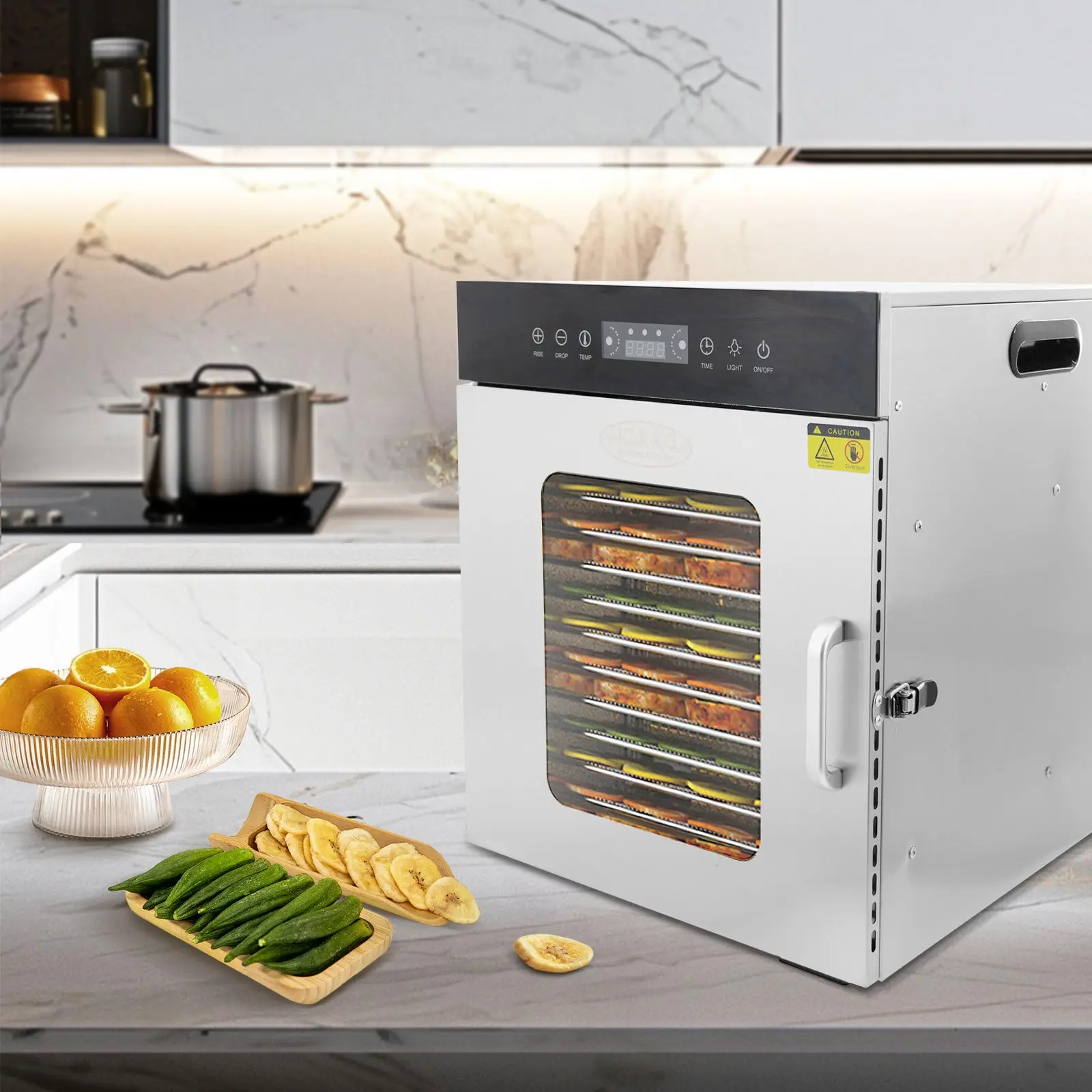 Hakka 12-Tray Commercial Stainless Steel Food Dehydrator, Kitchen Home Appliances for Drying Fruit, Meat Jerky