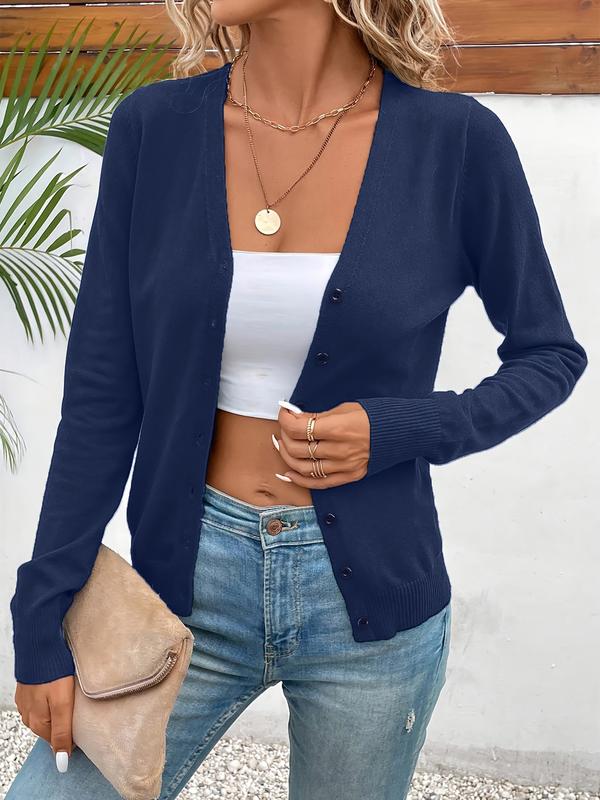 Viral Alert! Women's V-Neck Button-Down Cardigan - Soft Knit Casual Layering Top for Fall Winter