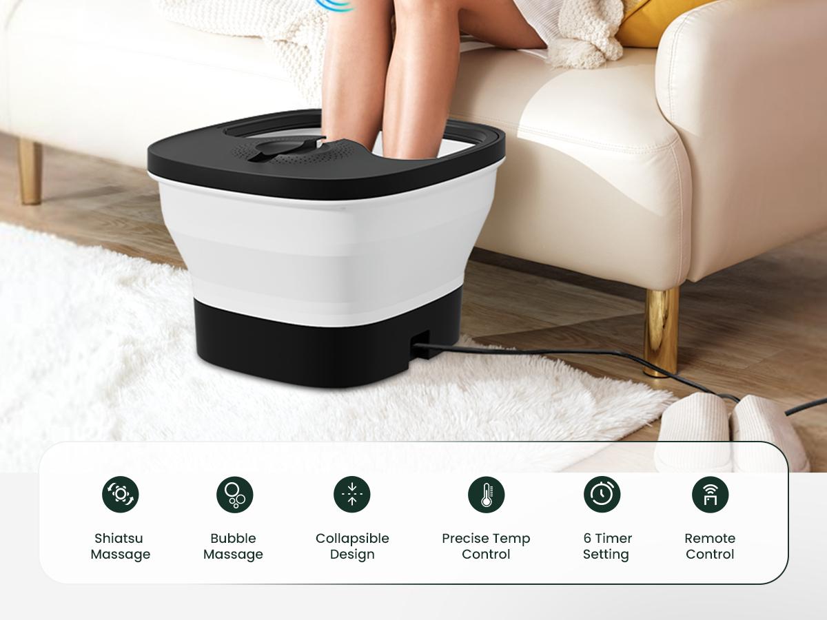 Snailax Foot Spa Bath Massager with Heat, Remote Control, Shiatsu Massage Rollers, Bubble, Temperature Control, Collapsible, Pedicure Foot Soaking Tub Snailax Foot Spa Bath Massager with Heat, Remote Control, Shiatsu Massage Rollers, Bubble, Temperature Control, Collapsible, Pedicure Foot Soaking Tub