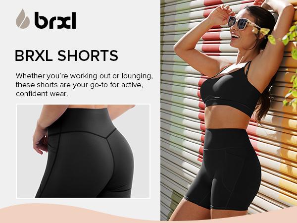 BRXL Women's High-Waisted No Front Seam 5" Biker Shorts - Underwear-Free Buttery Soft Butt Lifting with Pockets & Moisture-Wicking oga Gym Activewear #Volleyball #Running#TikTokMadeMeBuyIt#TikTokShopBacktoSchool#outdoorfun #warmupforholiday