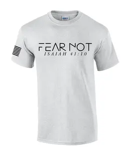 TRENZ SHIRT COMPANY Fear Not Isaiah 41:10 Short Sleeve T-shirt Classic Menswear Graphic Tee Comfortable Fit 100% Preshrunk Cotton American Flag Cross Design