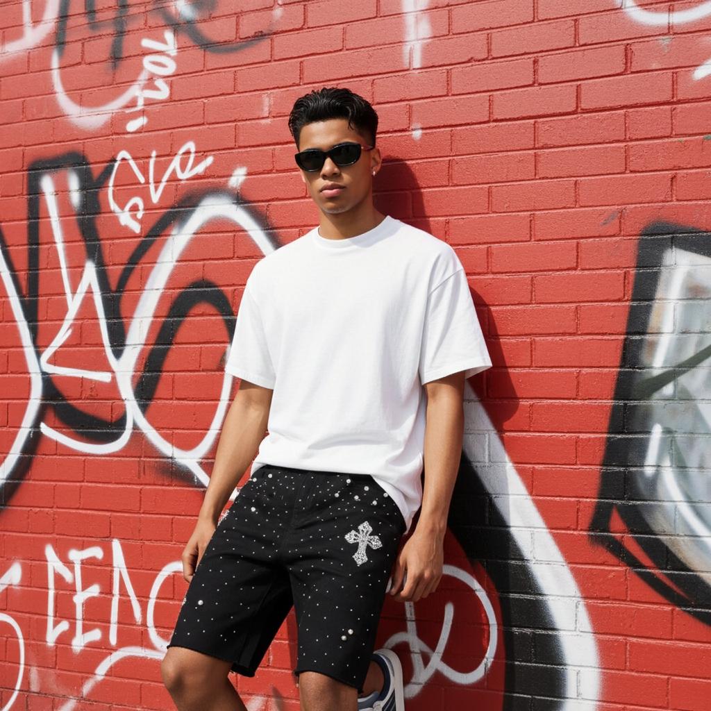 Sopula Studio Men's Hiphop Cross Hot Diamond Jorts Denim Shorts Streetwear Pocket SpringStatements