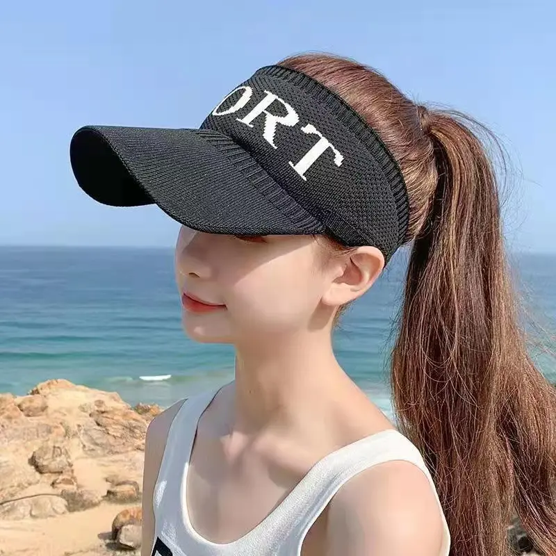 Summer sun protection open-top hat for women, outdoor sports sun hat, knitted hat, running and cycling baseball-style sun hat