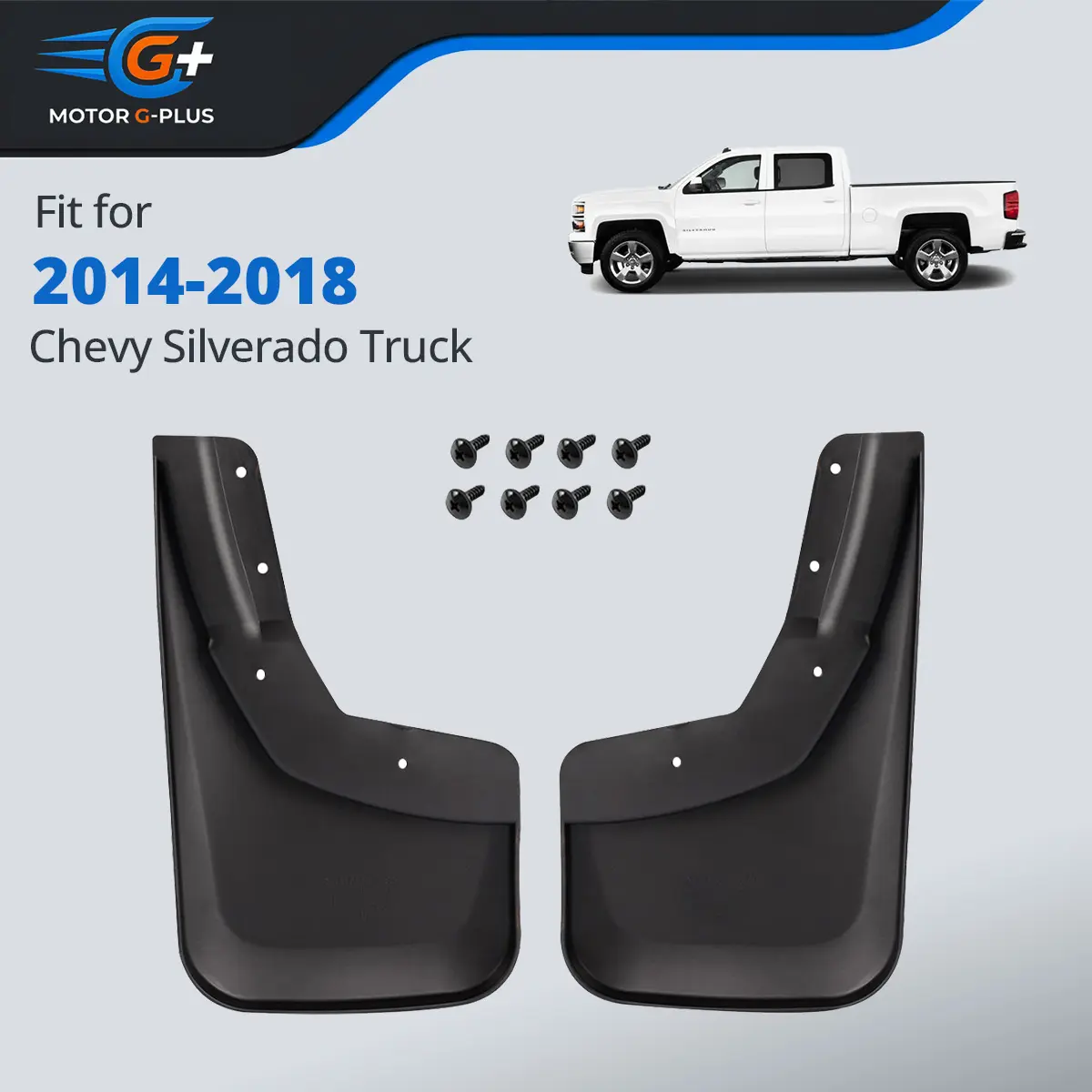 MOTOR GPLUS Fit for 2014-2018 Chevy Silverado Splash Guards Heavy Duty Front Mud Flaps Complete Set of 2, Textured Automotive Truck Accessories with Dual Side Coverage, Both Left and Right