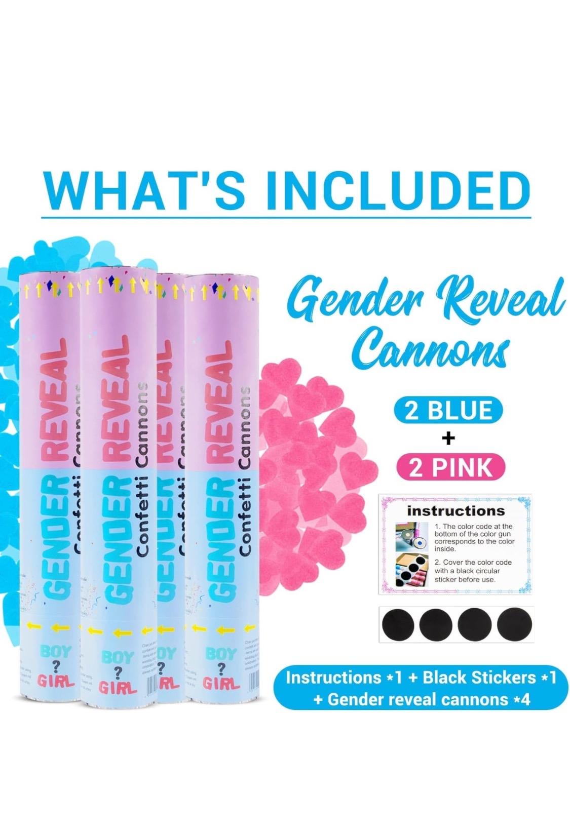 Gender reveal Party celebrations Confetti Powder  ColorfulCannon,12Inch Biodegradable Confetti Poppers 4 Pack Multicolor Party Poppers Confetti Shooters, Air Compressed Party Poppers for Graduation New Years Eve Birthday Wedding Indoor and Outdoor Burst
