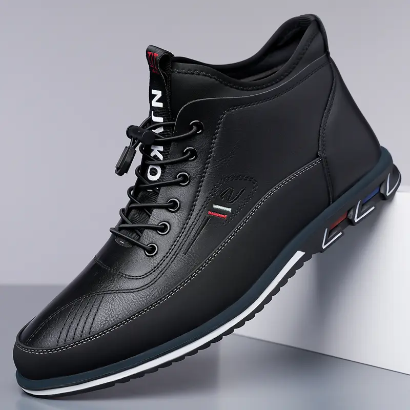 Men's Mid-Top Slip-On Casual Footwear - Stretch Laces, Round Toe, Cushioned Sole, Athletic Trainer for Work & Weekend All-Day Comfort, Shoes