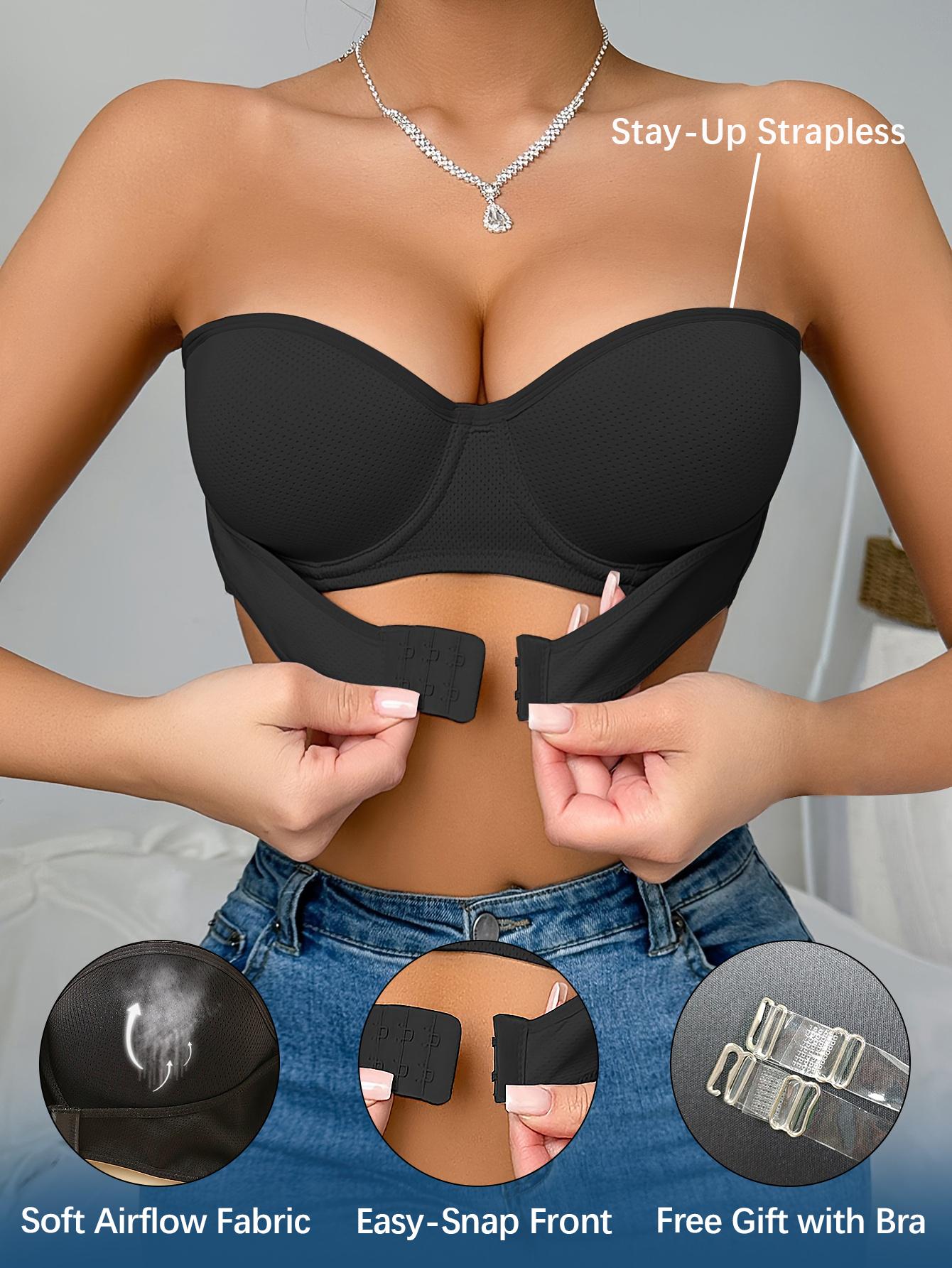 1/3PCS Strapless Anti-Sagging Bra Set - Front Closure Boost Lift, Back Closure, Non-Slip Stay-Put, Minimalist Style | Perfect for Wedding Season & Special Occasions