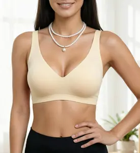 Womens Jelly Bras Wireless Comfortable Soft Push Up Bralettes Seamless Tshirts Bras Deep V Everyday Bras