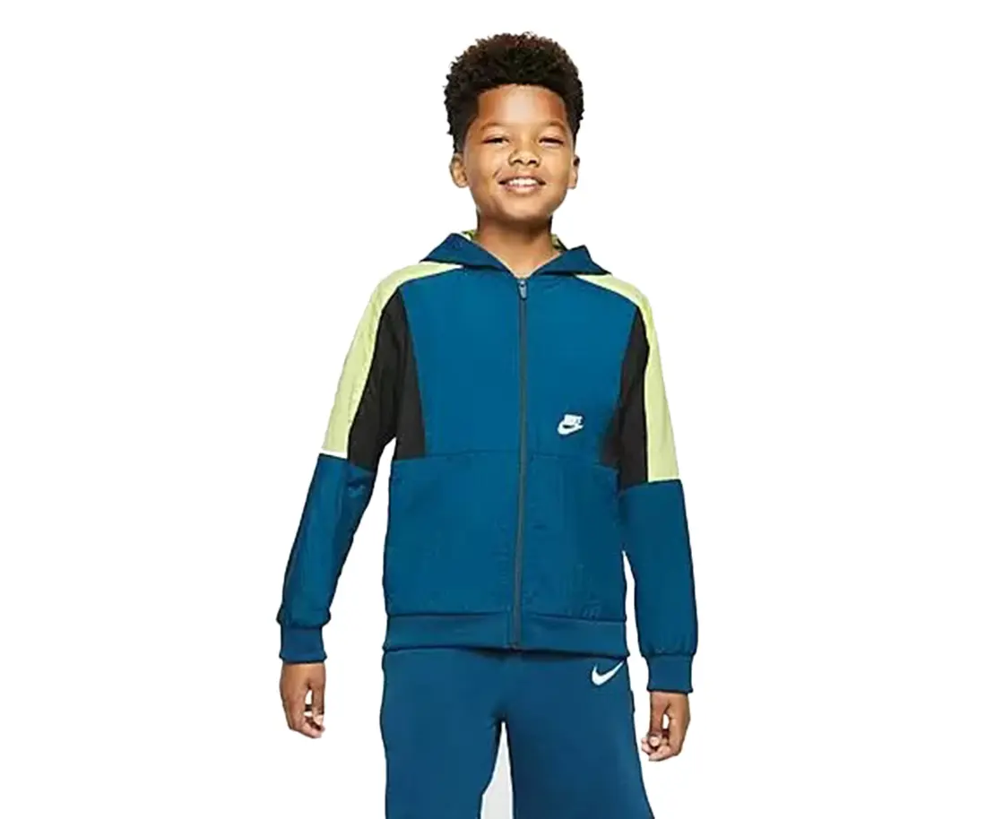 Nike Women's Sporty Chic Woven Fabric Zipper-Front Colorblock Full-Zip Jacket, Casual Outerwear