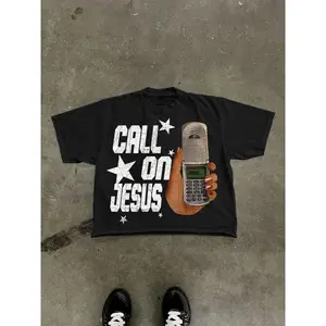 Men's Cotton T-Shirt, Short Sleeve, Phone & Star Print, Loose Fit, Casual Style, Summer Fashion, Outdoor Sports Streetwear.