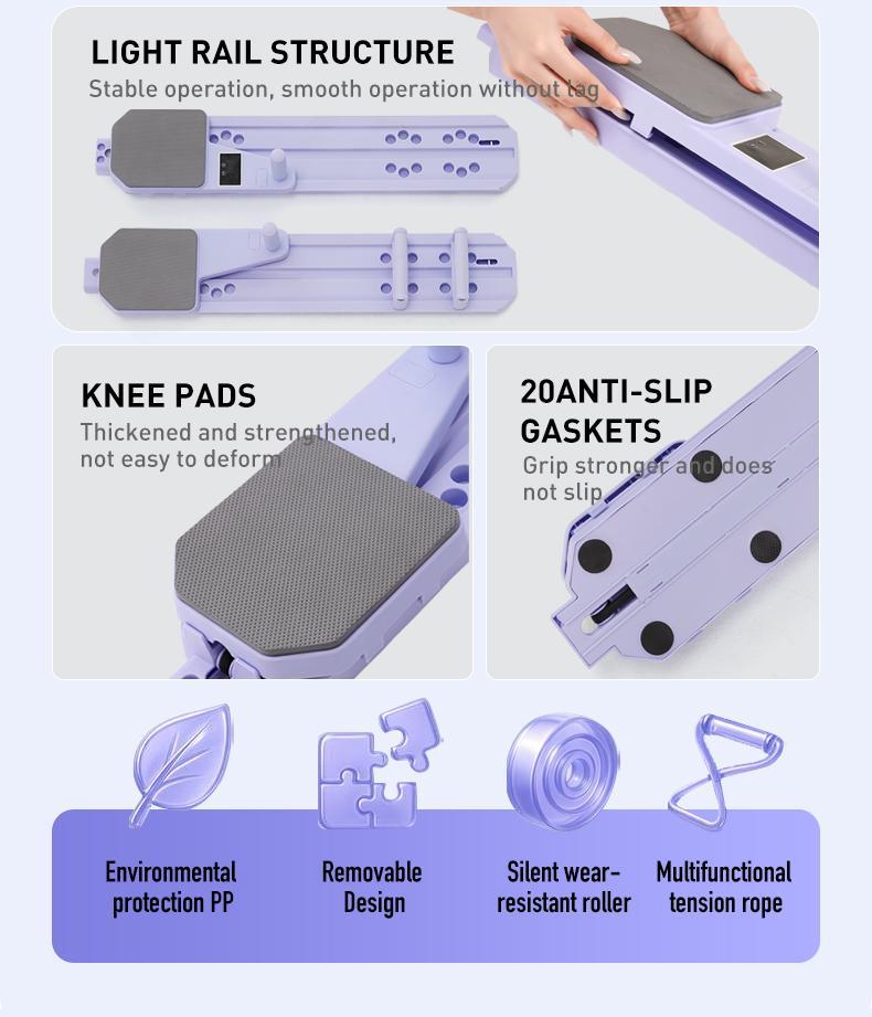 2.0 Multi-functional Adjustable Ab ExerciseBoard, Split Ab Slide Roller Board, Home PilatesReformer with Knee Mat for Home Gym Core & AbStrength T
