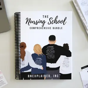 Hard Copy Nursing School Comprehensive Bundle, NCLEX Study Guide, Nursing Notes & Spiral Bound Review Book