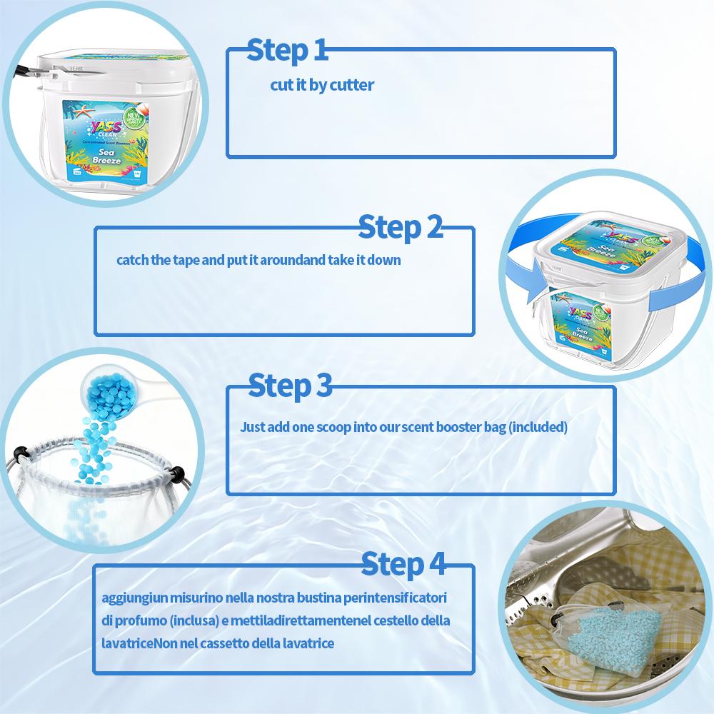 Yass Clean 64 oz (2.5L/1.8KG) Laundry Scent Booster Beads, Cream Coconut Sea Breeze Fragrance, Long-Lasting Freshness, Sensitive Skin Friendly