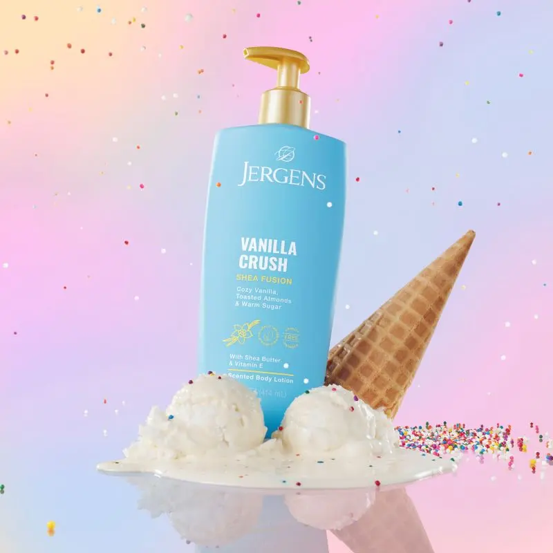 Jergens Shea Fusion Body Lotion - Warm Amber, Vanilla Crush, Lavender Dreams, Sparkling Berry -14 fl oz