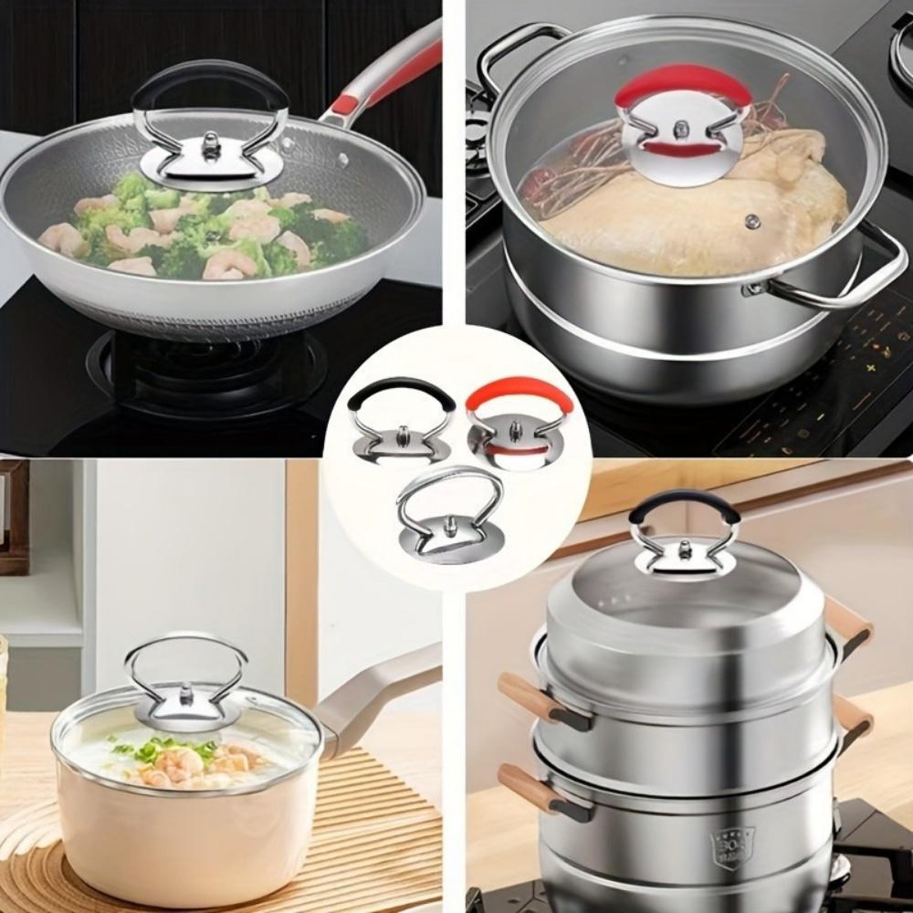 2pcs Stainless Steel Pot Lid Handle Set with Silicone Heat-Resistant Grip and Installation Screws - Cookware Replacement Top Handle, Durable Pot Lid Accessories for Kitchen Cooking Equipment 2pcs Stainless Steel Pot Lid Handle Set with Silicone Heat-Resistant Grip and Installation Screws - Cookware Replacement Top Handle, Durable Pot Lid Accessories for Kitchen Cooking Equipment