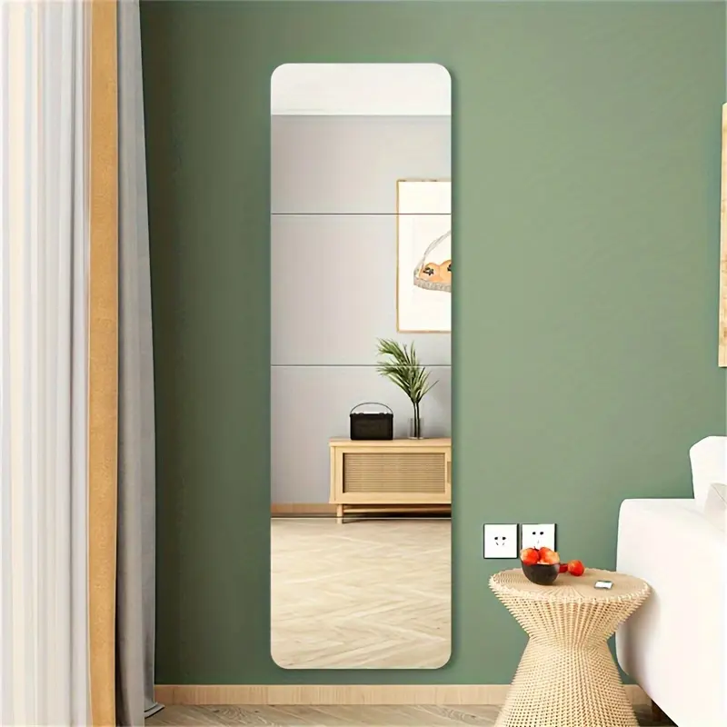 4pcs rounded square acrylic mirror wall stickers, Decorative Sticker, Decorations Supplies, Home decor, Household decoration supplies, suitable for bedrooms, living rooms, bathrooms, Shatterproof, removable, self-adhesive, Round Design
