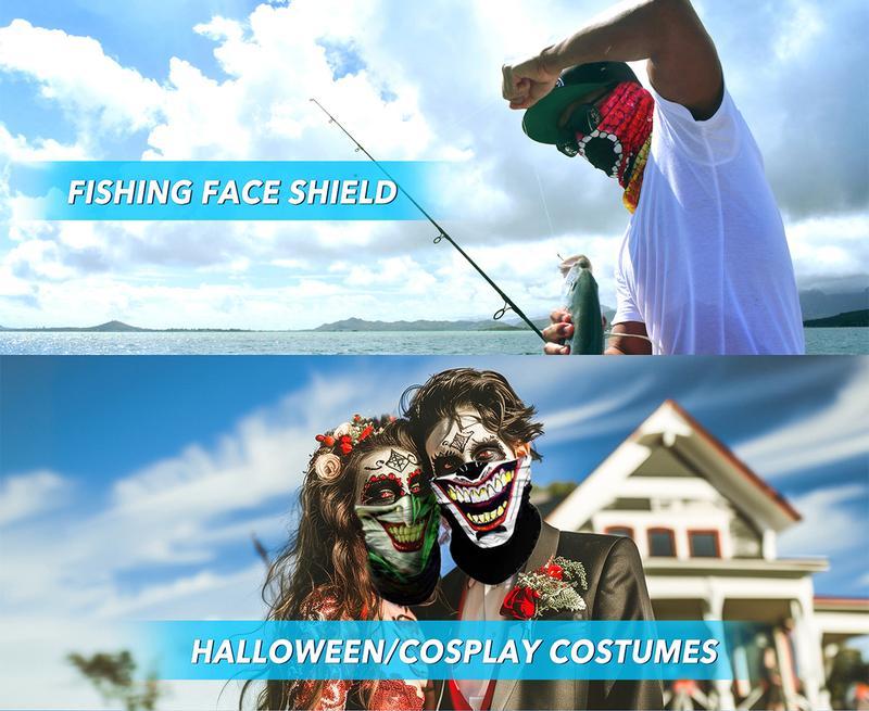 6pcs Halloween Face Mask Set - Cold Weather Neck Gaiter Shield, Elastic Balaclava & Headbands. Windproof Skull Bandana Headwear for Men, Perfect for Motorcycle, Cycling, Skiing, Halloween Party