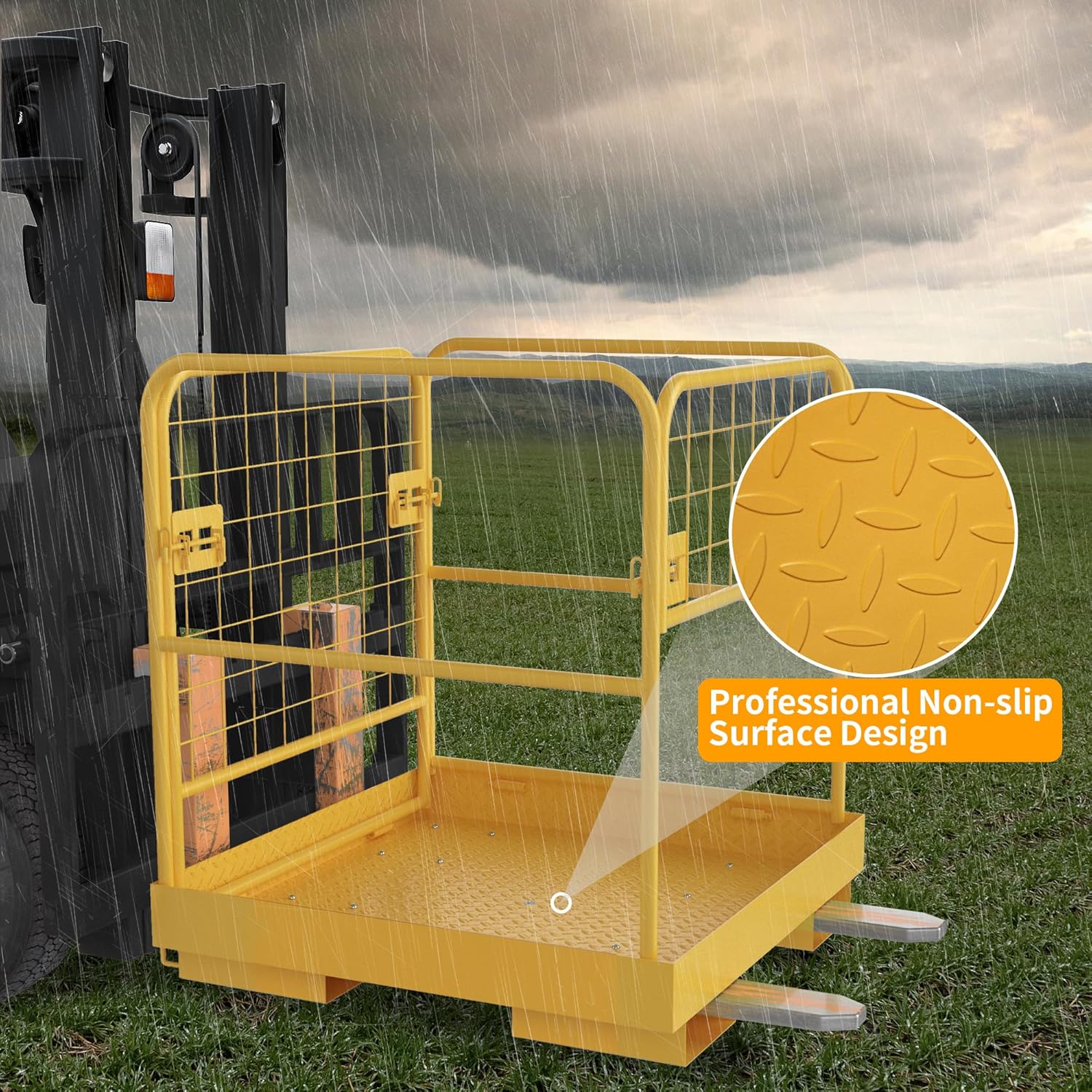 YITAMOTOR Forklift Safety Cage 36"x36", 1150LBS Capacity, Heavy Duty Steel Basket with 3 Chains for Work Platform, Perfect for Aerial Work YITAMOTOR Forklift Safety Cage 36"x36", 1150LBS Capacity, Heavy Duty Steel Basket with 3 Chains for Work Platform, Perfect for Aerial Work