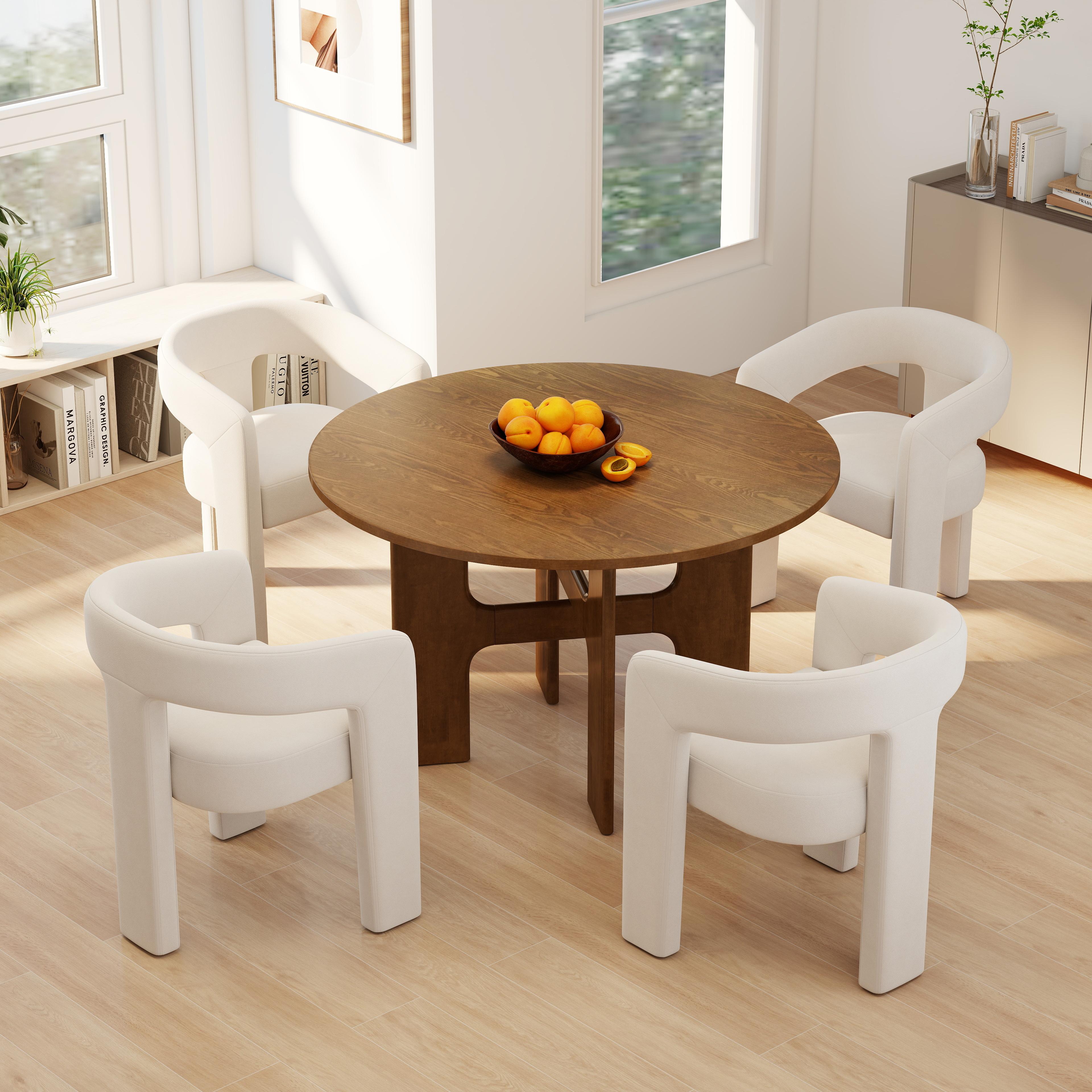 DAYALANE Dove Dining Chair Velvet Boucle Fully Assembled Modern Barrel Upholstered Accent Kitchen Chair Open Back Side Armchair Comfy Makeup Vanity Chairs for Living Room Home Office Reception