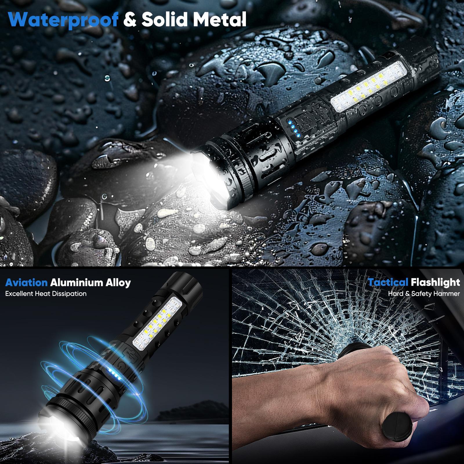 Rechargeable Flashlights High Lumens, 7Mode Super Bright Flashlight Camping, Adjustable Tactical Flash Light High Powered, LED Flashlights for Home Emergency