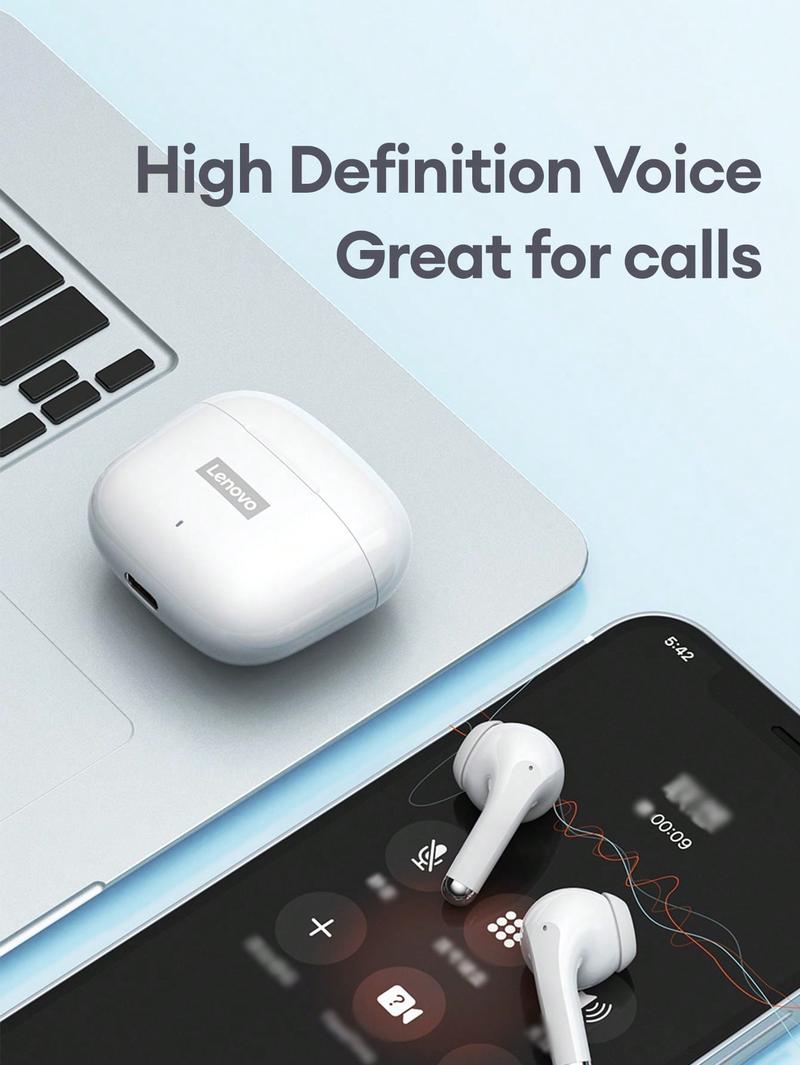 Lenovo LP40 Pro In-Ear Wireless Headphones with Bluetooth 5.1, Master-Slave Switching, High-Resolution Audio, Noise-Free Clarity, Comfortable Fit, Electronic Headset Earbuds for Music & Phone Calls
