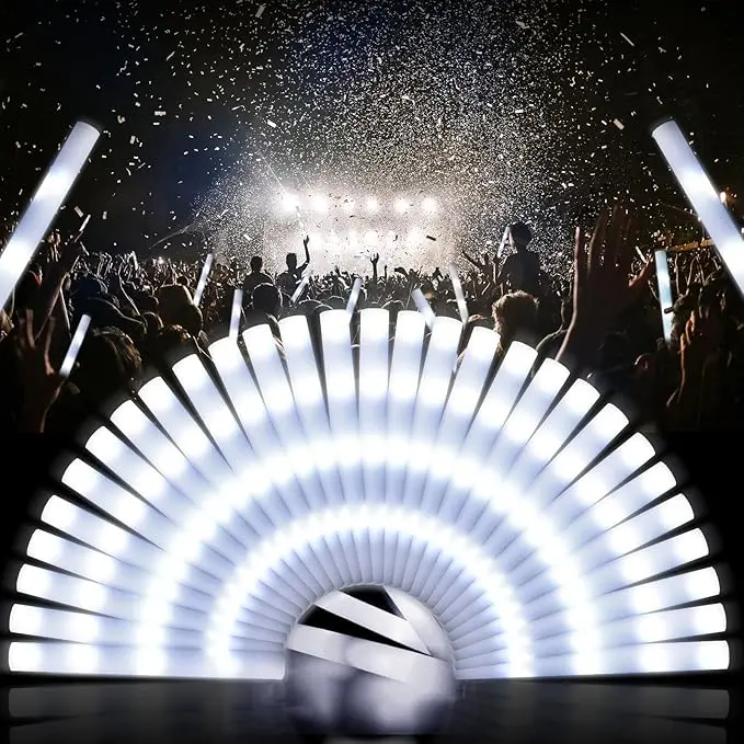 MICRENCY LED Foam Luminous Rod - White Glow Stick Party Accessories, Romantic Event Lighting Led Lights for Baby Shower & Wedding, Festive Home Supply Gift