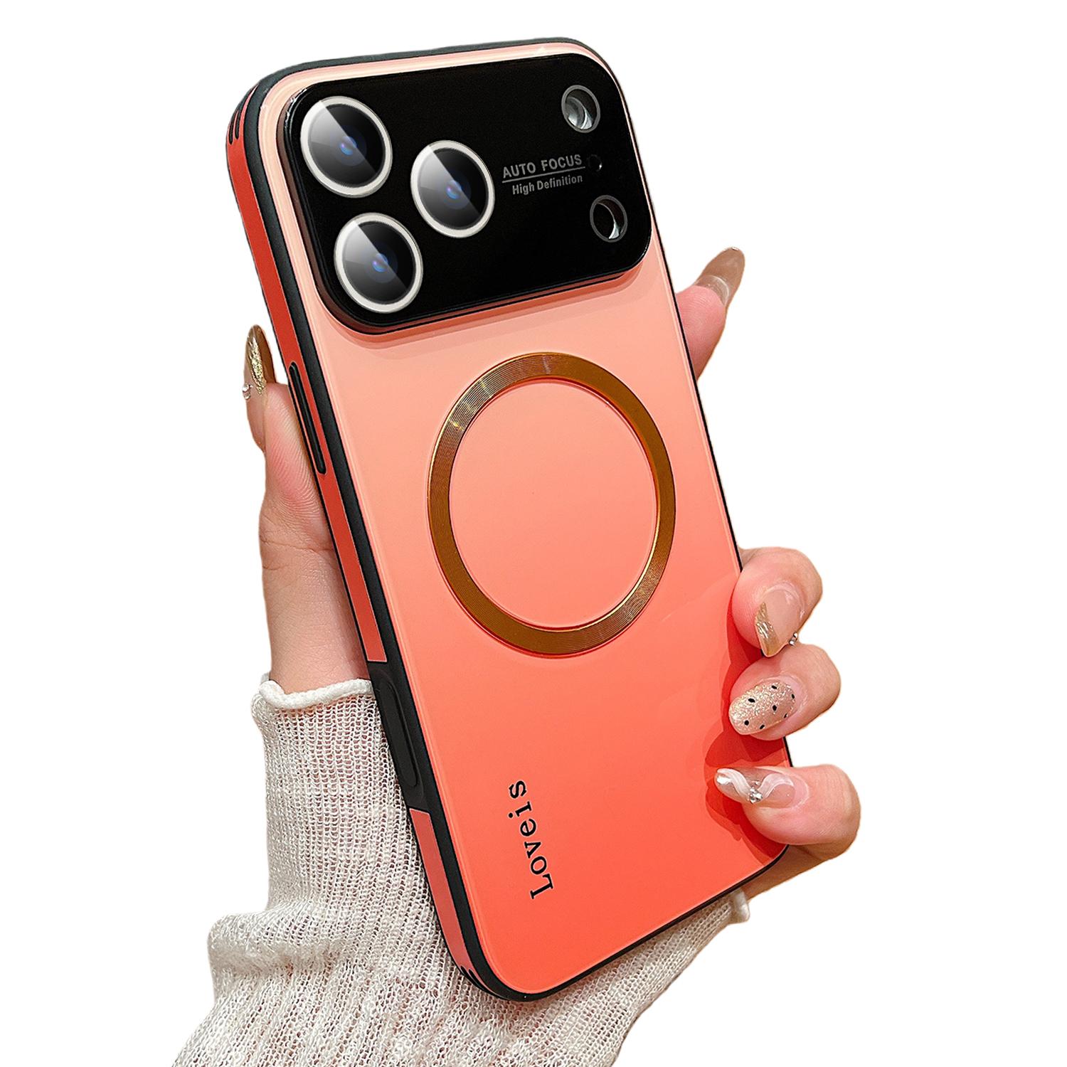 HISTORYOO Gradient Tempered Glass Pattern Shockproof Case For MagSafe For iPhone 17 Pro Max 17 Air For iPhone 16 15 Pro Max 14 Plus 13 12 Pro, Support Wireless Charging Hard Back Cover Silicone TPU Bumper Frame With Camera Lens Protector