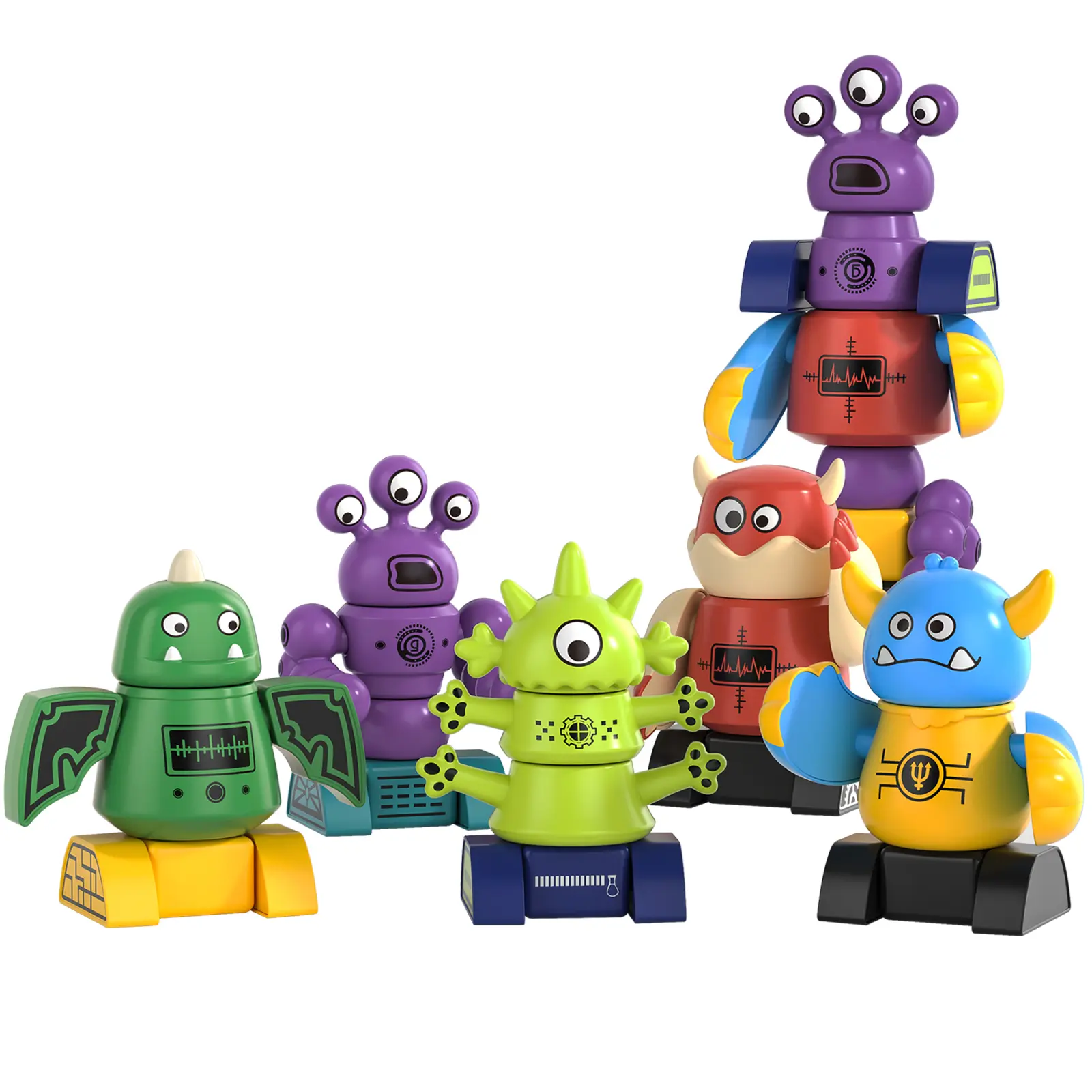 Kids Halloween Magnetic Monster DIY Building Blocks - Burr-Free Non-Toxic Safe Plastic,Detachable Alien Shapes for Creative Assembly,Educational Role-Play Toy,Ideal Birthday Christmas Gift,Safe Durable Magnetic Construction Playset for Toddlers&Children