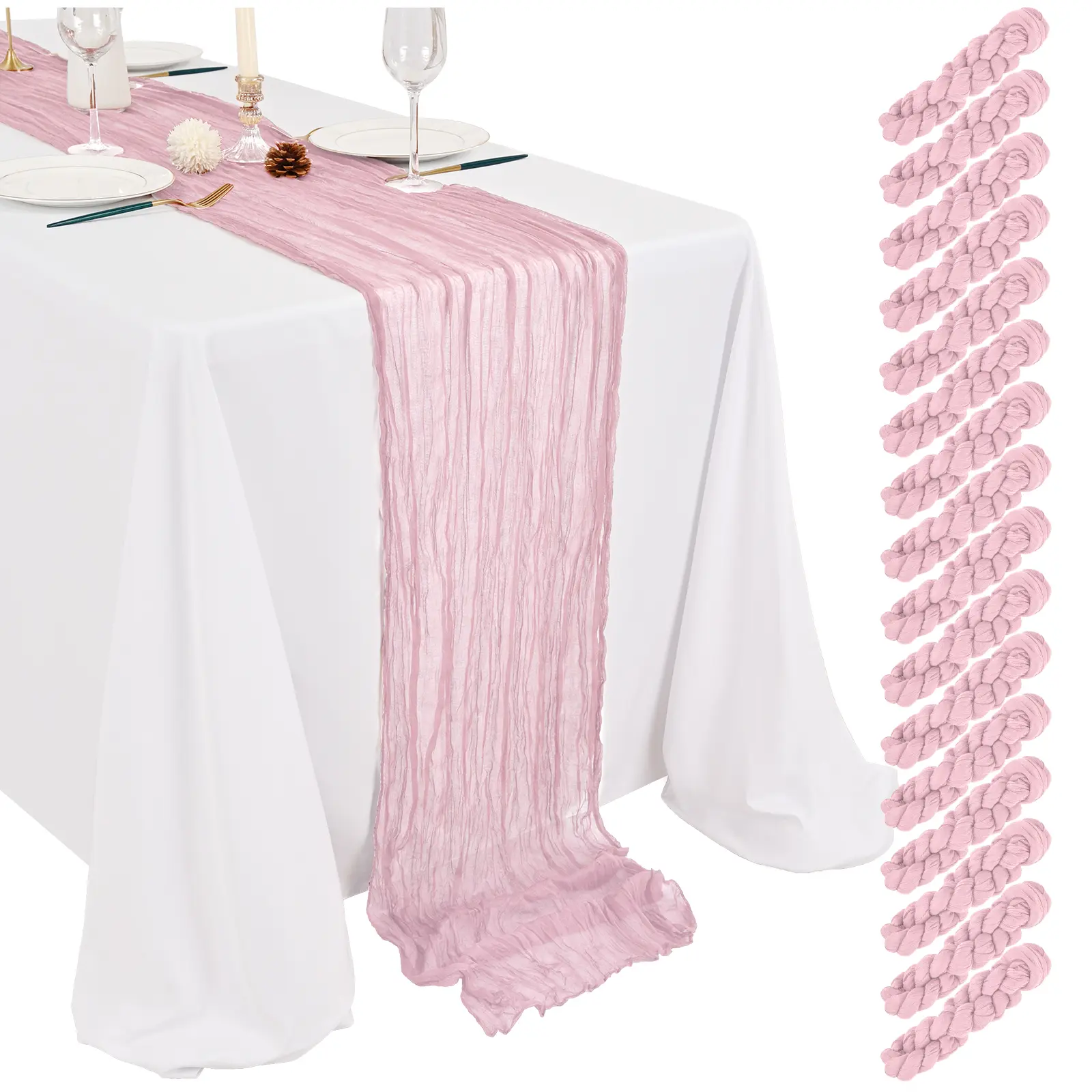 4 8 16 Pack Cheesecloth Table Runner 17.7 x 69 Inches Boho Gauze Table Runner for Wedding Table Decor Baby Shower Bridal Shower Easter Decor 2026 Spring Party Decorations Manteles de Tela Soft Rustic Fabric Set festive,summervibes