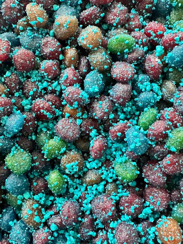 Sour Blue Raspberry Gushers - Bold Tart & Sweet Candy Treat - Kosher Parve - 7 OZ Jar - Perfect for Unique Snacking Experience trending sour blue gushers trending candy