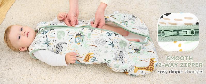 YOOFOSS Baby Sleep Sack Newborn 1.5/2.5 Tog Baby Wearable Blanket with 2-Way Zipper 100% Cotton Organic Fabric Winter Infant Sleeping Sack Warm Soft Comfy