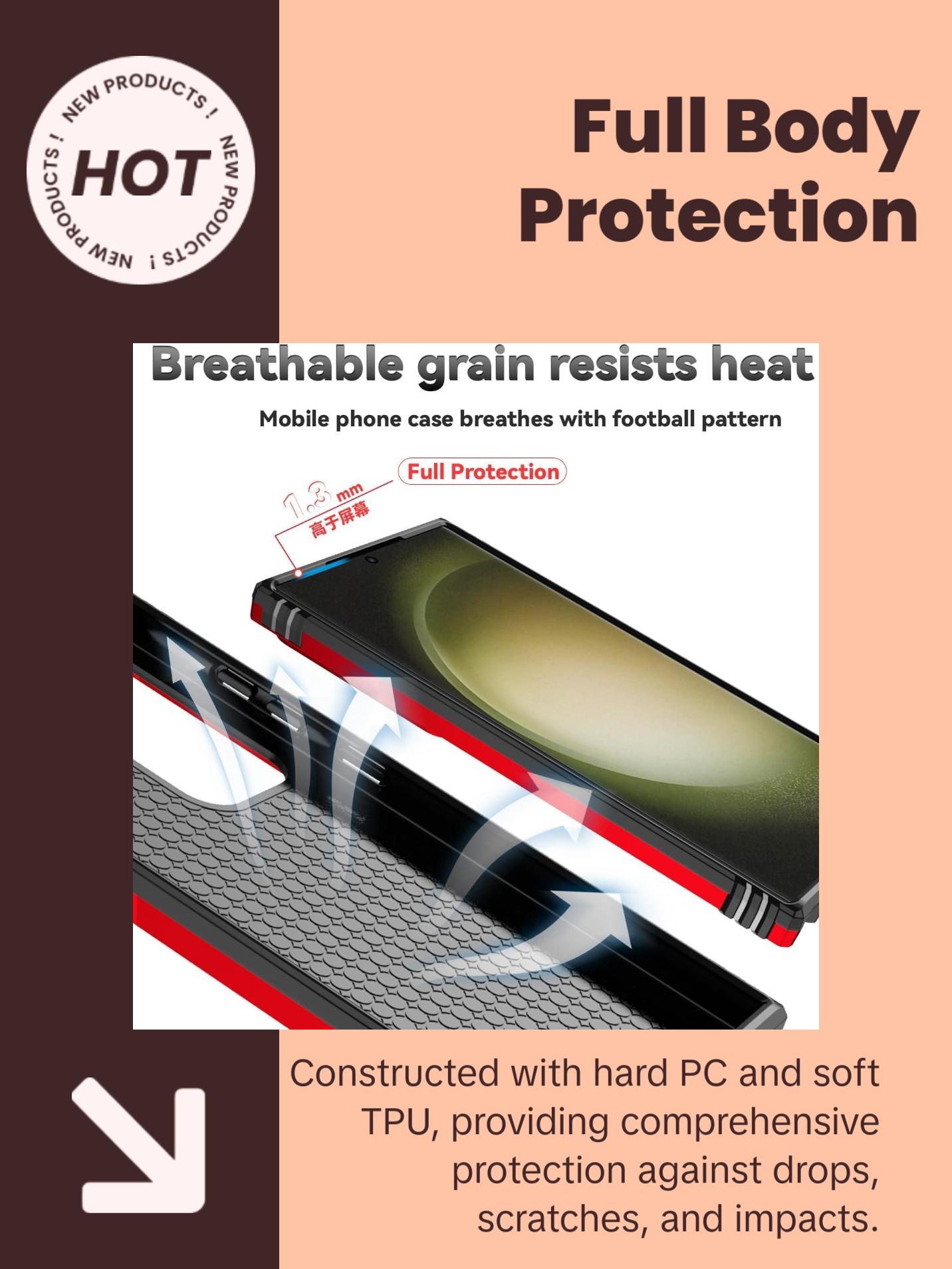 Sunstory Case for Samsung Galaxy S25 Ultra Case with HD Screen Protector & Kickstand & Slide Camera Cover,[ Military-Grade ] Protective Phone Case for Galaxy S25 Ultra 6.9",Red SunStory