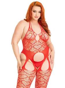 Love Hangover Heart Plus Net Bodystocking