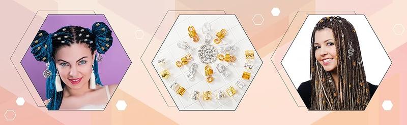 "200PCS Dreadlock Beads and Hair Jewelry Set – Gold & Silver Braiding Cuffs, Crystal Charms, Metal Coil Rings, Hair Clips & Loc Tubes for Braids, Twists, Dreads & Hair Decoration"
