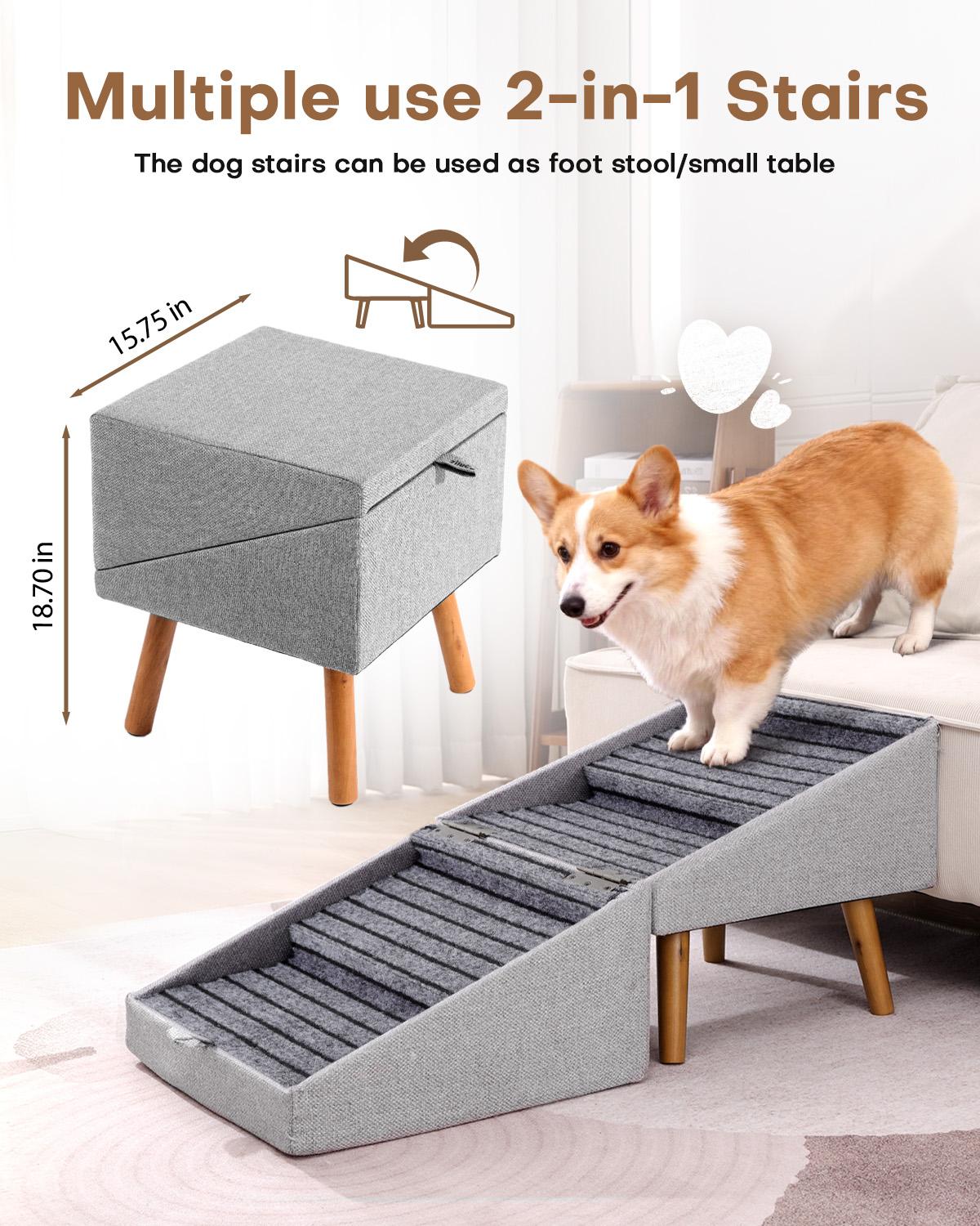 Prevent IVDD | 17'' Tall Dog Ramp Ottoman for Couch | Pet Stairs Steps for Small Dogs | Protect Dog's Joints | for Senior Injured Dogs, Dachshund,Chihuahua,Bulldog