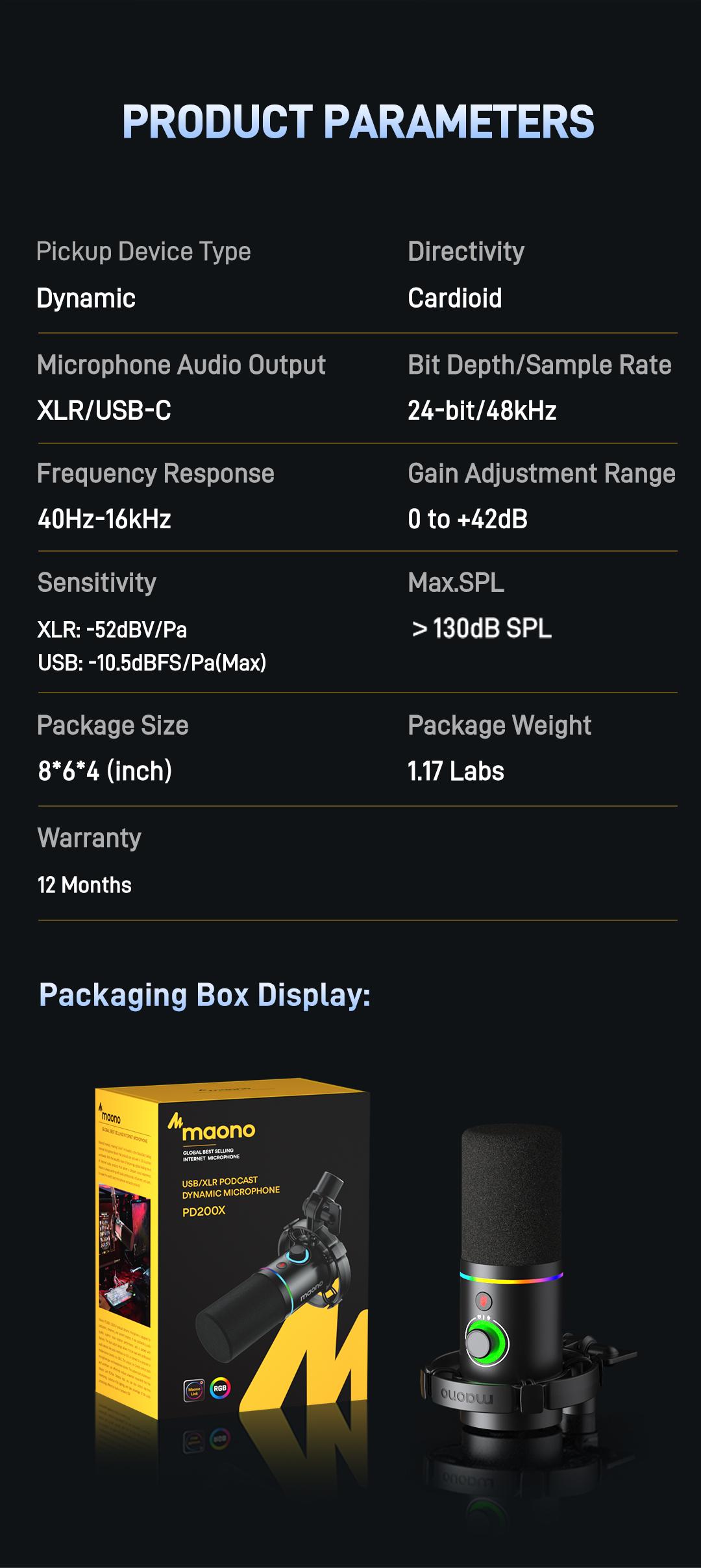 Maono PD200X Dynamic RGB Gaming Microphone with USB & XLR Cable Connectivity, Mute button, noise reduction, zero latency, widely compatible with computers, PC, Mac, Android /iOS smartphone, audio mixer, friendly for Singing, Gaming, Podcasting, Recording. Maono PD200X Dynamic RGB Gaming Microphone with USB & XLR Cable Connectivity, Mute button, noise reduction, zero latency, widely compatible with computers, PC, Mac, Android /iOS smartphone, audio mixer, friendly for Singing, Gaming, Podcasting, Recording.