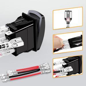 Nilight 2 Gang Rocker Switch Box 12V SPST ON Off Switch PD Type C and QC 3.0 USB Charger Voltmeter Waterproof Aluminum Rocker Switch Panel DIY Stickers for Boats Cars RVs Trucks